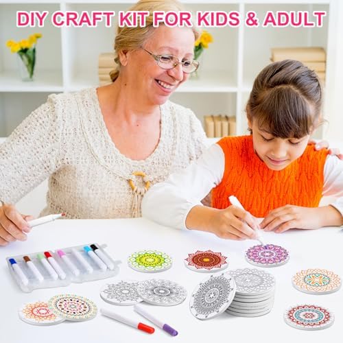 Potchen 12 Pcs Color Your Own Coaster DIY Kits,Mandala - Image 4
