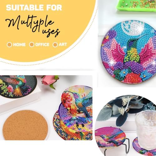 8 Pcs Humming Bird Diamond Painting Kits | Diamond Painting Kits with Holder | Diamond Art Coasters for Beginners Adults - Perfect Art Craft Supplies Gift!… (Humming Bird) - Image 7