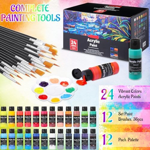 AmazingSpark 12 Set Sip and Paint Kit for Adults Pre Drawn Canvas,Scenery - Image 3