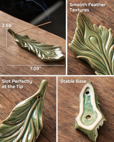 Phoenix Feather Incense Stick Holder with Ash Catcher - Handmade Ceramic Lucky Incense Burner for Meditation, Yoga, and Home Decor - Image 5