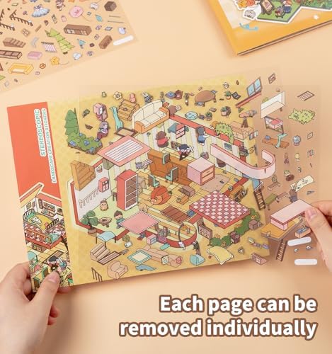 6 Sets DIY 3D House Stickers Fun DIY Stickers Scene Sticker Book - Image 3