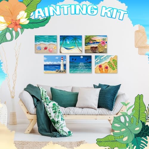 Motipuns 12 Set Beach Pre Drawn Canvas for Paint for Adults - Image 5