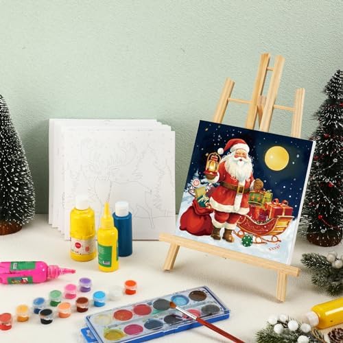 Sherr 12 Pcs Pre Drawn Canvas for Adults,Classic Xmas,8 x 8 Inch - Image 2