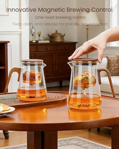 ZENS Magnetic Glass Infuser Teapot for Loose Tea, 34oz Magic Tea Maker - Image 3