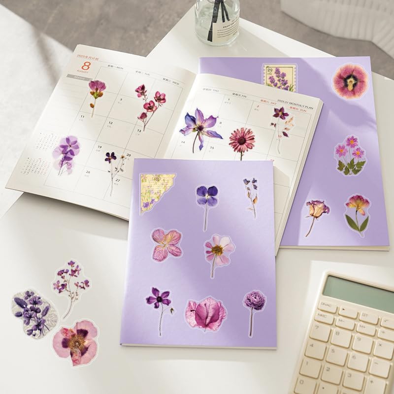 50PCS Transparent Flora Scrapbook Stickers, Flower-D - Image 7