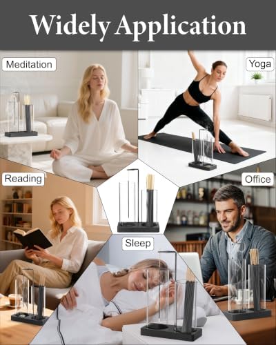 2 in 1 Incense Holder for Sticks with Glass Jars, Upside Down Anti-Ash Incense Stick Burner for Outdoor Patio, Vertical Incense Holder with Storage for Home Decor Spa Meditation and Black - Image 7