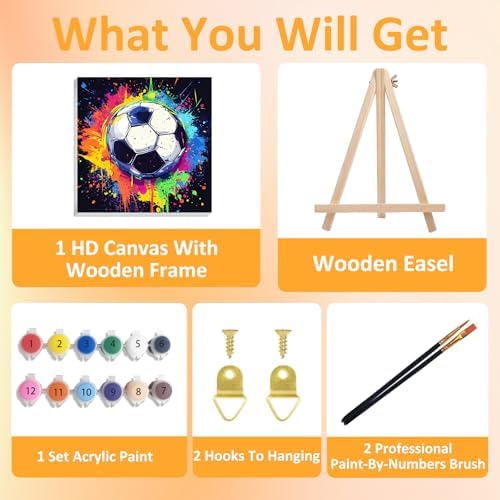 Soccer Paint by Numbers Kit for Kids, 8x8 inch - Image 4