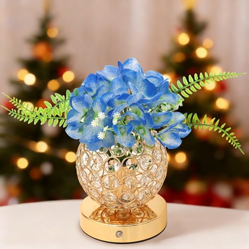 Blue Artificial Hydrangea Flower Lamp, 3 Color Dimmable Touch Control Night Light, Christmas Birthday Gifts for Women, Artificial Hydrangea Flower Table Lamp Decor for Bedroom Bar Coffee Shop Wedding - Image 5