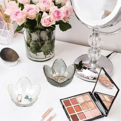 2Pcs Flower Glass Jewelry Trays, Mini Aesthetic Ring Dish Holders - Image 3