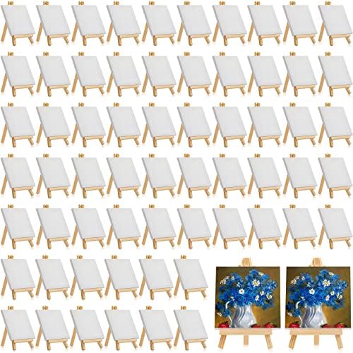 Mimorou 150 Pcs Mini Canvas with Easel for Painting Wood, 6 x 6 Inch by Mimorou