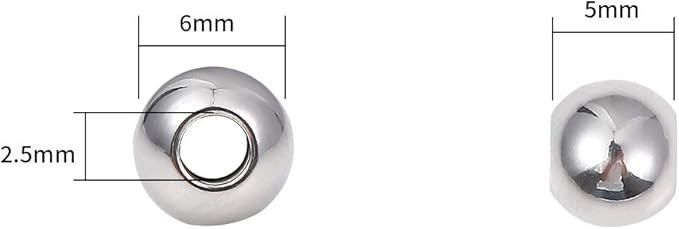 Stainless Steel Spacer Beads 6x5mm Round Loose Charm Caps Beads for DIY Jewelry Making 100pcs with 2.5mm Hole