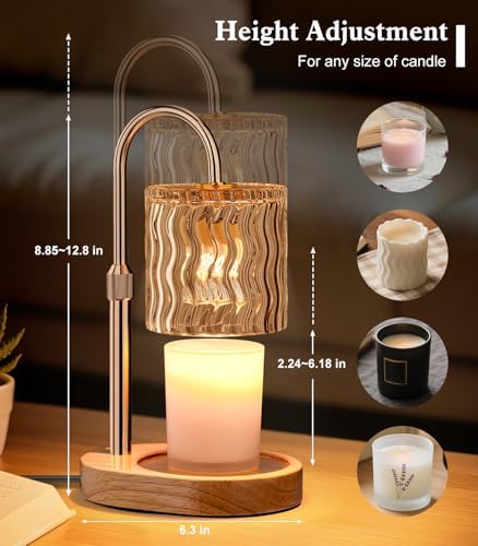 Candle Warmer Lamp Electric: Dimmable Timer Candles Warming Lamps - Height Adjustable Burner Jar - No Flame Scented Melts Wax - All Candle Jars Table Light Home Decor - Image 4