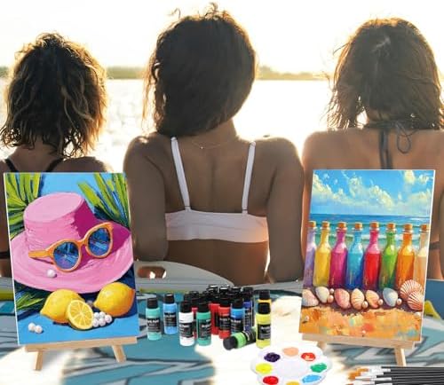 AmazingSpark 12 Set Sip and Paint Kit for Adults Pre Drawn Canvas,Hawaii - Image 6