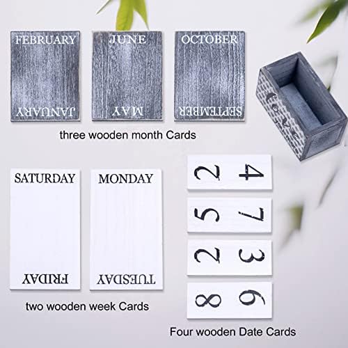 Notakia Perpetual Calendar Wooden Calendar Blocks Vintage Wood Block Calendar for Home Office Desk Accessories Week Month Date Display (Love you more) - Image 7