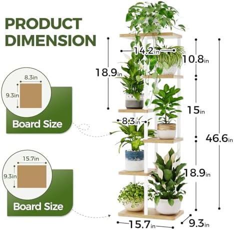 Bamworld Plant Stand 6 Tier Tall Shelf for Multiple Plants White - Image 4
