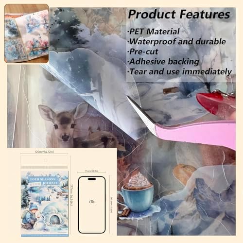 Nature Scrapbook Stickers for Scrapbooking, Girls PET Washi Sticker Book - Image 5