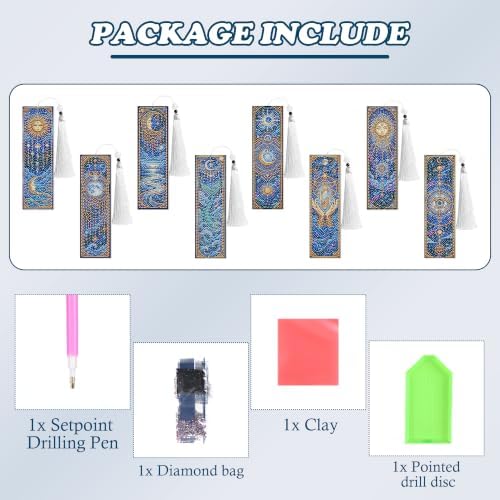 8 Pack Diamond Painting Bookmark, Diamond Art Bookmarks DIY Kit for Adult - Image 2