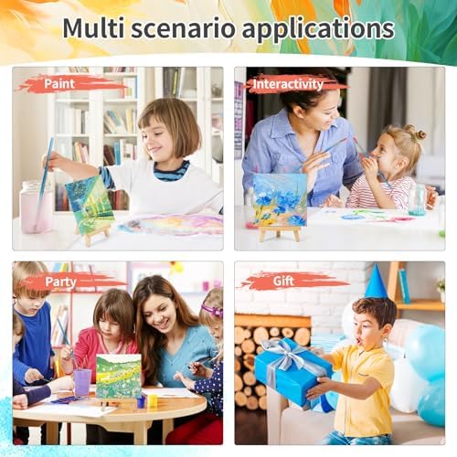 20 Pack 5.9In Canvas Boards for Painting, Art Canvas for Drawing with 10 Brushes & 5 Paint Trays, Mini Painting Canvas with Easel Set, Painting Kits for Adults Party - Image 6