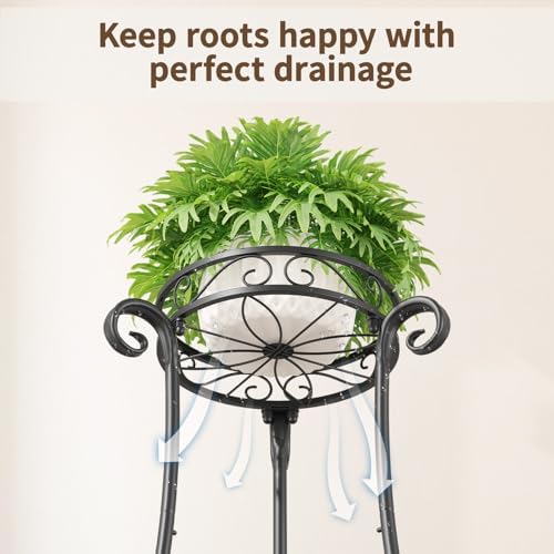 LASZOLA Metal Corner Plant Flower Stand Tall Indoor Outdoor, 2 Tiers Black - Image 6