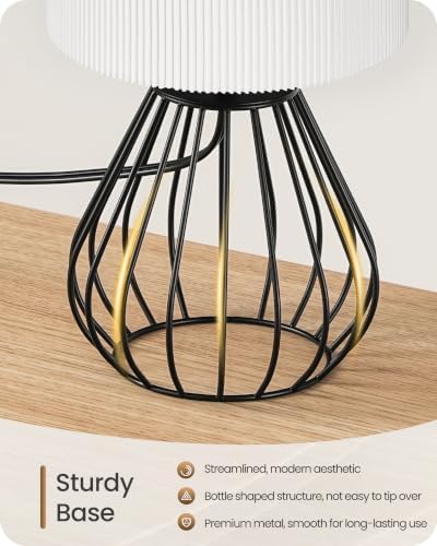 Black and White Table Lamp, Small Bedside Lamp, Pleated Lampshade - Image 6
