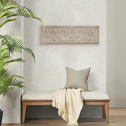 Madison Park Laurel Wall Art - Laser Cut Carved Botanical Tree Branches, Genuine Fir Wooden Framed, Rustic Finish - Modern Farmhouse Décor for Living Room, Ready to Hang Panel, 12 x 36", Grey - Image 4