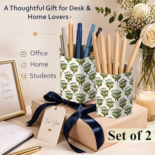CPC Emerald Green Block Print Cotton Pen Holder Set of 2 - Image 5