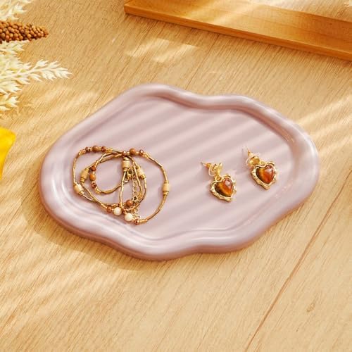 Gifts For Women Small Cloud Ceramic Jewelry Dish Tray, Vanity Ring Dish Ceramic Trinket Ring Holder, Room Decor Aesthetic,Decorative Cloud Vanity Key Tray Present for Wife Mom Daughter (Cloud-Purple) - Image 5