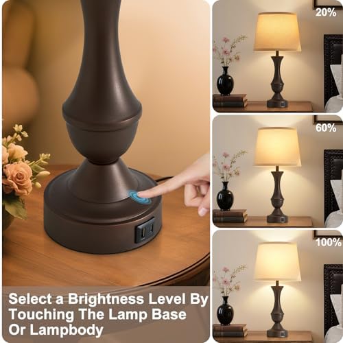 Luvkczc 22" Table Lamp Set of 2 - Vintage Brown Bedside Lamp - Image 4
