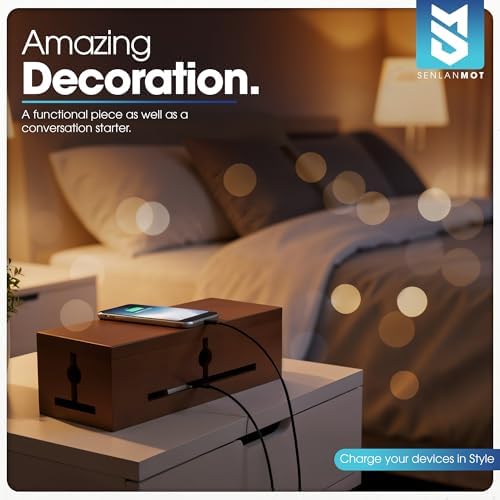 Wooden Cable Management Box – Modern Wire Organizer Box & Power Strip Cover for Home or Office | Large Cable Hider for Wires, Chargers & Extension Leads - Image 6