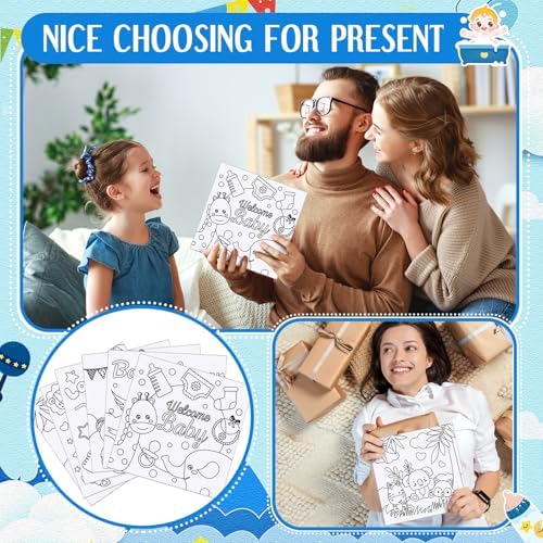Honoson 6 Pcs 6 Inch Pre Drawn Outline Canvas Paint Kit with Pictures for Adults Paint Party Stretched Canvas Art Boards Set for Adult Beginner(Baby Shower) - Image 6