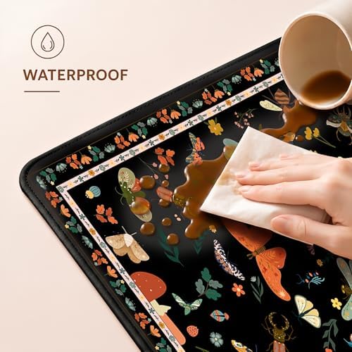 Vintage Butterfly & Botanical Desk Pad, Cottagecore Aesthetic Mouse Pad for Cozy Desk Setup, Decorative Desk Cover for Home Office (Black) - Image 5
