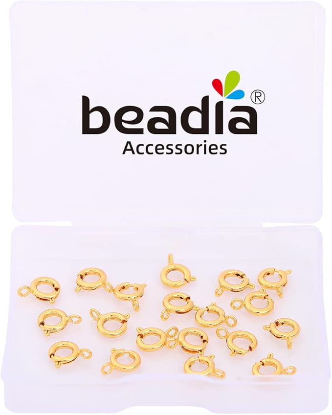 18K Gold Plated Spring Clasps Non Tarnish 7mm 20pcs for Jewelry Making Findings