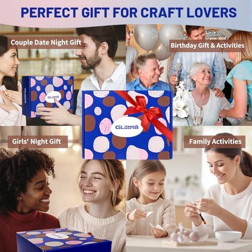 Glizma Complete Gypsum Casting Powder Kit 2 Sets 6 Leaf Trays, Home Decor DIY Beginners Crafts Kits Adults Women, Water Activated, Fast Curing, Date Night Painting Kit(Acrylic Paint Inclueded) - Image 6