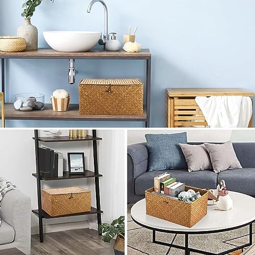 Hipiwe Wicker Shelf Baskets Bin with Lid Handwoven Storage Basket, X-Large - Image 3