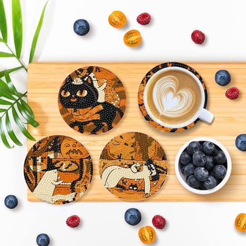 DOTSOPS 8 PCS Halloween Diamond Art Kits for Adults Diamond Art Coasters - Image 6