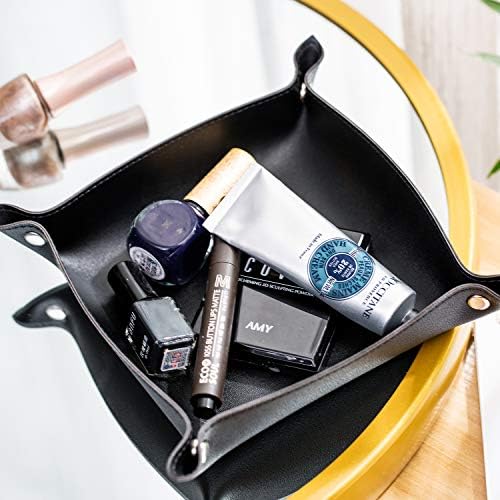 Leather Jewelry Valet Tray for Women and Man (Black-B) - Image 6