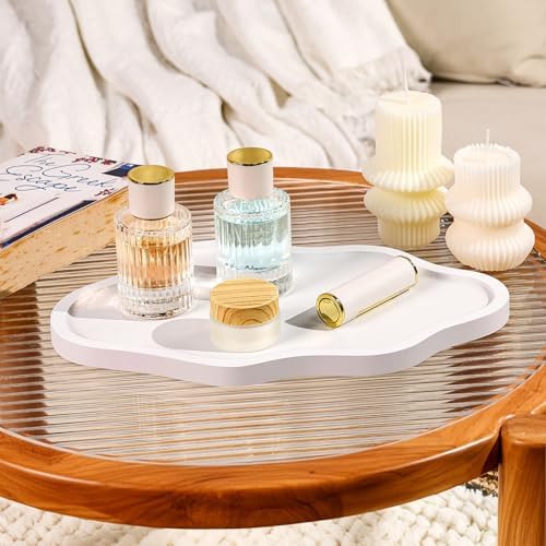 Small Decorative Tray Wood Decorative Serving Tray for Candles Perfume, Cloud Wooden Jewelry Tray Trinket Dish, Wooden Trays for Coffee Table Home Decor - Image 5