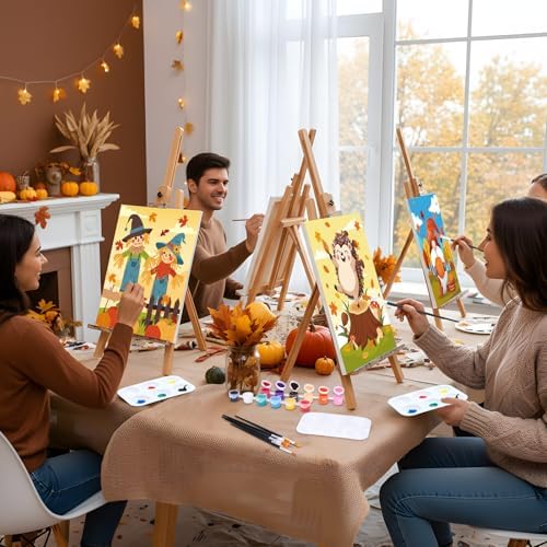 Ctosree 12 Pack Paint and Sip Kit Pre Drawn Canvas, Autumn Harvest, 10x8'' - Image 6