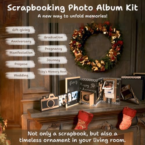 DIY Scrapbook Album Creative Scrapbooking Kit Photo Album 3D Interactive Memory Book for Wedding, Baby, Anniversary, Family Photos Adventure Book Travel Diary Photo Book Album DIY 3D Decoration Card - Image 2