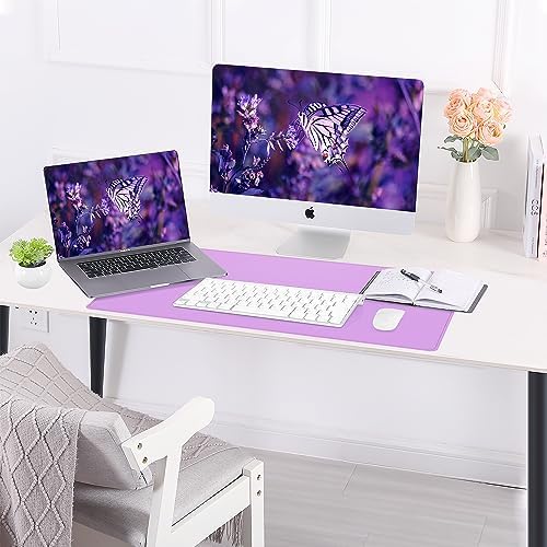 AFIING Cork Desk Mat 31.5" x 17", Dual-Sided Natural Cork & PU Leather Desk Pad, Non-Slip Waterproof Mouse Pad for Office, Home & Gaming (Purple) - Image 6