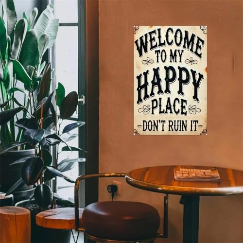 Vintage Happy Place Metal Sign,Retro Funny Home Tin Sign,Wall Aesthetics for Bar Pub Club Cafe Living Room Kitchen Restaurant Shop Office,8x12 Inches (Happy Place-09) - Image 2