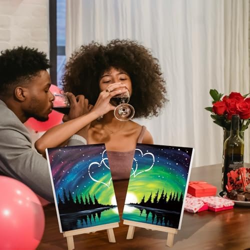 VOCHIC Sip and Paint for Adults,Pre Drawn Canvas 2 Pack Couples Painting Kit Party Date Night Couple Paint Art Kits 12x16 inch Valentine - Image 6