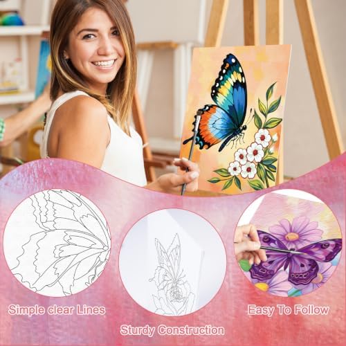 8 Pack Pre Drawn Canvas Painting Kits for Adults Sip and Paint Kit - Image 3