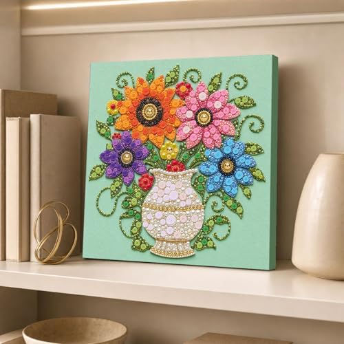 Framed Button Art Kit 11.8" DIY Mosaic Craft for Adults(White Vase) - Image 6