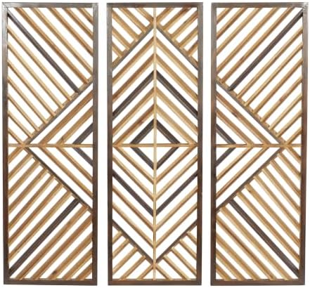 Deco 79 Wood Geometric Home Wall Decor Wall Art 12"W, 35"H, Oiled Brown by Unknown