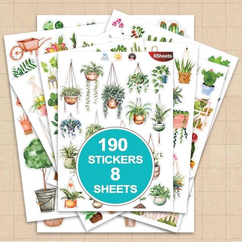 100+PCS Plant Stickers Journal Scrapbook Supplies Potted Plant Floral Decals DIY Decorative Green Plants Set Stickers for Laptop, Envelop, Scrapbook, Notebook, Luggage, Planner Diary - Image 2