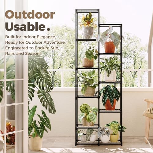 Bamworld Plant Stand Indoor Outdoor 11 Tier Tall Large Metal Plant Shelf - Image 4