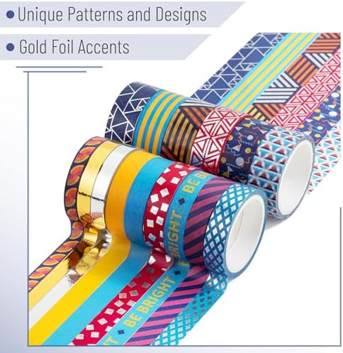 Mr. Pen- Washi Tape Set, 15 Rolls, Assorted Sizes, Metallic Foil - Image 3