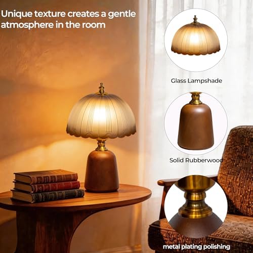 Small 13 Inch Dimmable Rubberwood Table Lamp - Image 6