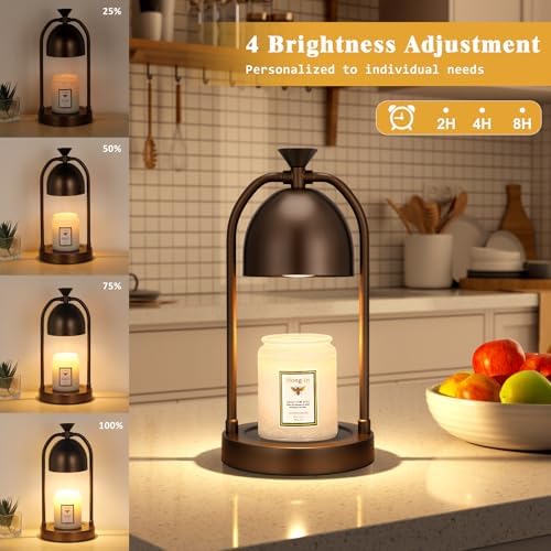 Brown Candle Warmer Lamp with Timer-Electric Candle Light for Bedroom Decor, Aromatherapy at Home | Gifts for Men | Home Gift Ideas - Image 2